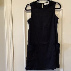 H by Halston Black Sleeveless Mini Dress Linen Blend Size Small Pockets Classes